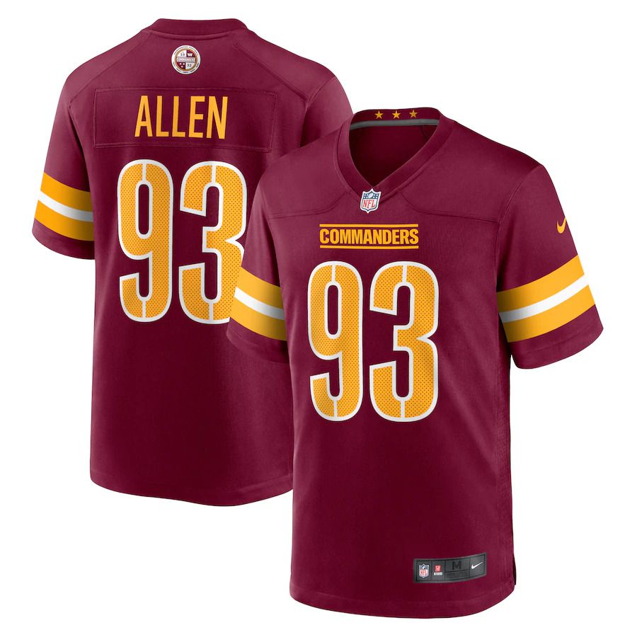 Men Washington Commanders #93 Jonathan Allen Nike Burgundy Game NFL Jersey->washington redskins->NFL Jersey